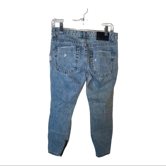 ONE X ONE TEASPOON Freebirds Low Rise Cropped Skinny Jeans Distressed Size 24 - Picture 5 of 8